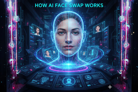Illustration of face swap technology avatar
